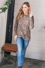 Load image into Gallery viewer, Animal Print Brushed Thermal Knotted Hem Top
