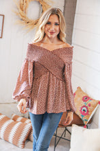 Load image into Gallery viewer, Mauve Floral Smocked V Neck Cross Body Blouse