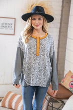 Load image into Gallery viewer, Grey Paisley Two Tone Dolman Button Down Top