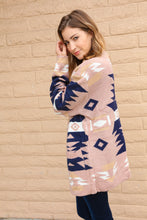 Load image into Gallery viewer, Aztec Tribal Print Open Cardigan with Pockets