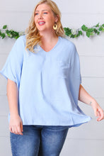 Load image into Gallery viewer, Baby Blue Woven V Neck Dolman Short Sleeve Top