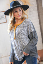 Load image into Gallery viewer, Grey Paisley Two Tone Dolman Button Down Top
