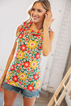 Load image into Gallery viewer, Multifloral Rib Ruffle Frill Neck Short Sleeve Top