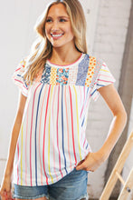 Load image into Gallery viewer, Multicolor Vertical Stripe Ethnic Yoke Top