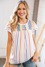 Load image into Gallery viewer, Multicolor Vertical Stripe Ethnic Yoke Top