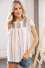 Load image into Gallery viewer, Multicolor Vertical Stripe Ethnic Yoke Top