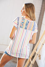 Load image into Gallery viewer, Multicolor Vertical Stripe Ethnic Yoke Top