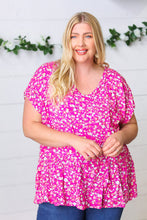 Load image into Gallery viewer, Fuchsia Floral Babydoll Woven Challis Top