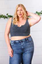 Load image into Gallery viewer, Ash Grey Washed Rib Crop Notched Tank