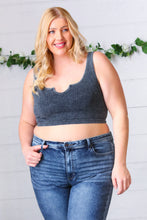 Load image into Gallery viewer, Ash Grey Washed Rib Crop Notched Tank