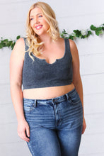 Load image into Gallery viewer, Ash Grey Washed Rib Crop Notched Tank