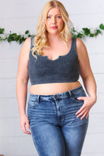 Load image into Gallery viewer, Ash Grey Washed Rib Crop Notched Tank