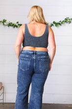 Load image into Gallery viewer, Ash Grey Washed Rib Crop Notched Tank