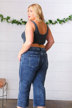 Load image into Gallery viewer, Ash Grey Washed Rib Crop Notched Tank