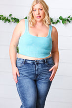 Load image into Gallery viewer, Ice Blue Washed Rib Cropped Square Neck Tank