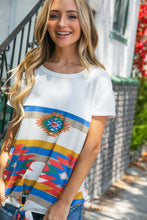 Load image into Gallery viewer, Aztec Color Block French Terry Front Knotted Top