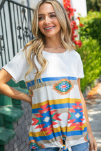 Load image into Gallery viewer, Aztec Color Block French Terry Front Knotted Top