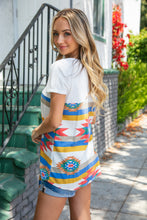Load image into Gallery viewer, Aztec Color Block French Terry Front Knotted Top