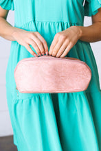 Load image into Gallery viewer, Blush Floral Vinyl Vintage Lined Cosmetic Bag