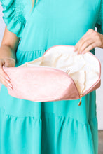 Load image into Gallery viewer, Blush Floral Vinyl Vintage Lined Cosmetic Bag