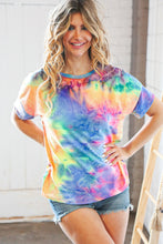 Load image into Gallery viewer, Blue/Pink Tie Dye Back Keyhole Cross Back Top
