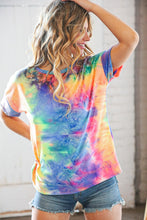Load image into Gallery viewer, Blue/Pink Tie Dye Back Keyhole Cross Back Top