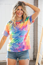 Load image into Gallery viewer, Blue/Pink Tie Dye Back Keyhole Cross Back Top