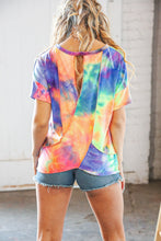 Load image into Gallery viewer, Blue/Pink Tie Dye Back Keyhole Cross Back Top