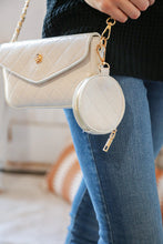 Load image into Gallery viewer, Cream Rectangular Quilted Chain Strap Bag with Coin Purse