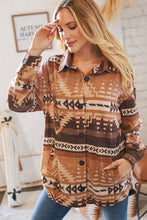 Load image into Gallery viewer, Taupe & Brown Brushed Aztec Oversize Pocketed Shacket
