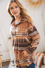Load image into Gallery viewer, Taupe & Brown Brushed Aztec Oversize Pocketed Shacket