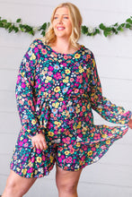 Load image into Gallery viewer, Navy Floral Challis Woven Romper