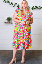 Load image into Gallery viewer, Multicolor Floral Boho Elastic Waist Ruffle Midi Dress