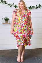 Load image into Gallery viewer, Multicolor Floral Boho Elastic Waist Ruffle Midi Dress