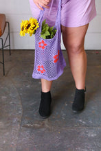 Load image into Gallery viewer, Lavender Crochet Tote Hobo Bag