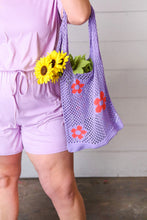 Load image into Gallery viewer, Lavender Crochet Tote Hobo Bag