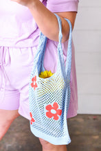 Load image into Gallery viewer, Sky Blue Crochet Tote Hobo Bag