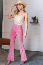 Load image into Gallery viewer, Pink Cotton Acid Wash Flared Cut Edge Leggings