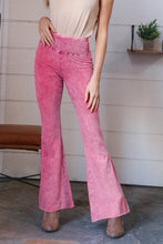 Load image into Gallery viewer, Pink Cotton Acid Wash Flared Cut Edge Leggings