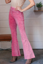 Load image into Gallery viewer, Pink Cotton Acid Wash Flared Cut Edge Leggings
