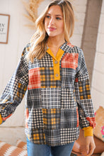 Load image into Gallery viewer, Plaid Patchwork Button Down Losse Fit Hoodie