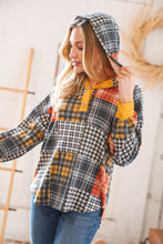 Load image into Gallery viewer, Plaid Patchwork Button Down Losse Fit Hoodie