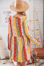 Load image into Gallery viewer, Yellow/Sage Floral Patchwork Long Sleeve Babydoll Dress