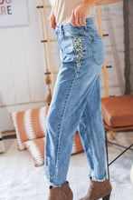 Load image into Gallery viewer, High Waist Leopard Print Washed Pocketed Ankle Torn Jeans