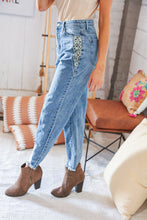 Load image into Gallery viewer, High Waist Leopard Print Washed Pocketed Ankle Torn Jeans