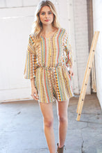 Load image into Gallery viewer, Taupe Rayon Challis Ethnic Back Keyhole Pocketed Romper