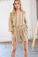 Load image into Gallery viewer, Taupe Rayon Challis Ethnic Back Keyhole Pocketed Romper