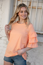 Load image into Gallery viewer, Apricot Round Neck Vertical Textured Pointelle Top