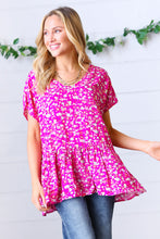 Load image into Gallery viewer, Fuchsia Floral Babydoll Woven Challis Top
