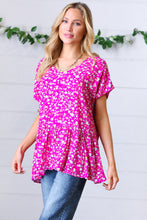 Load image into Gallery viewer, Fuchsia Floral Babydoll Woven Challis Top
